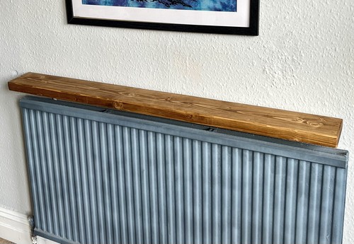 Wooden floating radiator shelf - wooden,