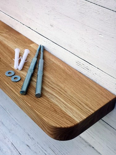 Solid oak wood floating mantel - wood,