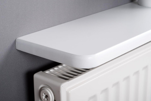 White rounded radiator shelf - rounded,